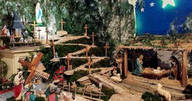 Une remarquable crèche au " chœur " de l'église de ce petit village de la Mayenne