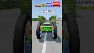 Voitures géantes et petites contre le tunnel du château - BeamNG.Drive