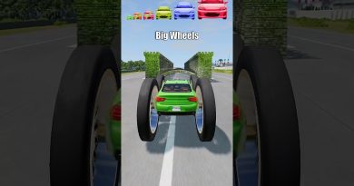 Voitures géantes et petites contre le tunnel du château - BeamNG.Drive