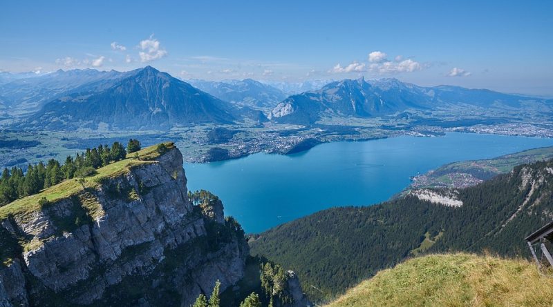 Switzerland, Alps, Matterhorn, lake, mountains, Swiss flag, Geneva