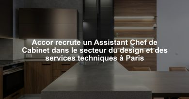 Accor recrute un Assistant Chef de Cabinet dans le secteur du design et des services techniques à Paris