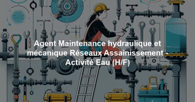 Agent Maintenance hydraulique et mécanique Réseaux Assainissement - Activité Eau (H/F)
