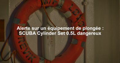 Alerte sur un équipement de plongée : SCUBA Cylinder Set 0.5L dangereux