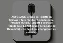ASOBEAGE Brosse de Toilette en Silicone : Tête Flexible, Long Manche, Fixation Murale, Support à séchage Rapide pour Le Nettoyage de la Salle de Bain (Noir) – Le détail qui change tout au quotidien