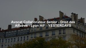 Avocat Collaborateur Senior - Droit des Affaires - Lyon H/F - YESTERDAYS