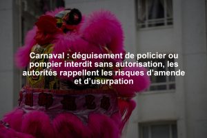 Carnaval : déguisement de policier ou pompier interdit sans autorisation, les autorités rappellent les risques d’amende et d’usurpation