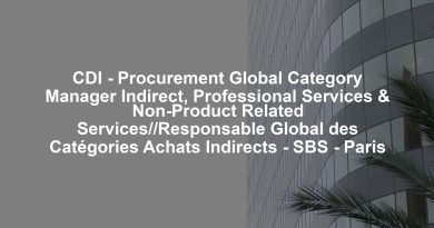 CDI - Procurement Global Category Manager Indirect, Professional Services & Non-Product Related Services//Responsable Global des Catégories Achats Indirects - SBS - Paris