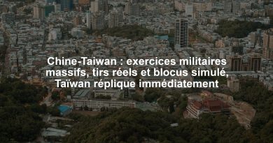 Chine-Taiwan : exercices militaires massifs, tirs réels et blocus simulé, Taïwan réplique immédiatement