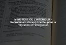 MINISTÈRE DE L'INTÉRIEUR - Recrutement d'un(e) Chef(fe) pour la migration et l'intégration