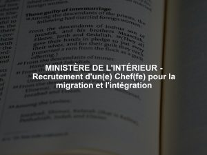 MINISTÈRE DE L'INTÉRIEUR - Recrutement d'un(e) Chef(fe) pour la migration et l'intégration