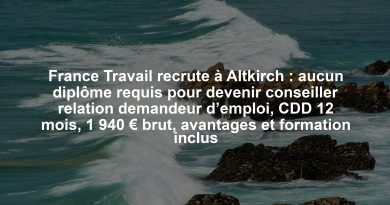 France Travail recrute à Altkirch : aucun diplôme requis pour devenir conseiller relation demandeur d’emploi, CDD 12 mois, 1 940 € brut, avantages et formation inclus