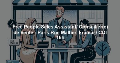 Free People Sales Assistant/ Conseiller(e) de Vente - Paris Rue Malher, France / CDI 16h