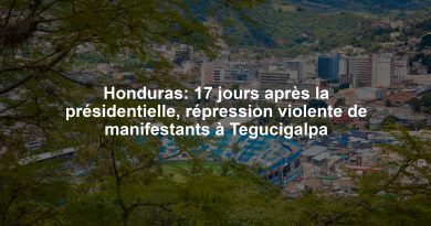 Honduras: 17 jours après la présidentielle, répression violente de manifestants à Tegucigalpa