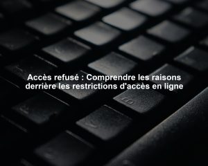 Accès refusé : Comprendre les raisons derrière les restrictions d'accès en ligne