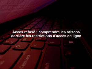 Accès refusé : comprendre les raisons derrière les restrictions d'accès en ligne