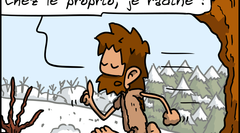 Jean-Cro déclame, en marchant dans la neige : « Me voilà fort dépourvu / La bise étant venue ! Je m