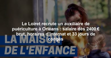 Le Loiret recrute un auxiliaire de puériculture à Orléans : salaire dès 2400 € brut, horaires d’internat et 33 jours de congés