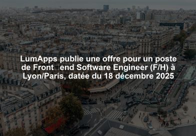LumApps publie une offre pour un poste de Front‑end Software Engineer (F/H) à Lyon/Paris, datée du 18 décembre 2025