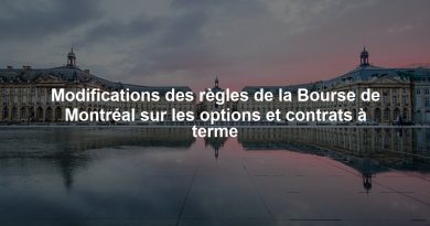Modifications des règles de la Bourse de Montréal sur les options et contrats à terme