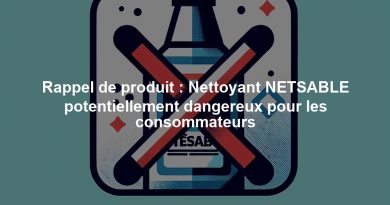 Rappel de produit : Nettoyant NETSABLE potentiellement dangereux pour les consommateurs