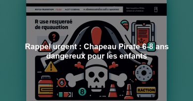 Rappel urgent : Chapeau Pirate 6-8 ans dangereux pour les enfants