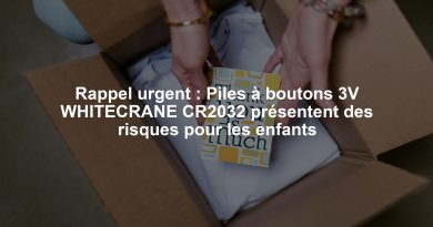 Rappel urgent : Piles à boutons 3V WHITECRANE CR2032 présentent des risques pour les enfants