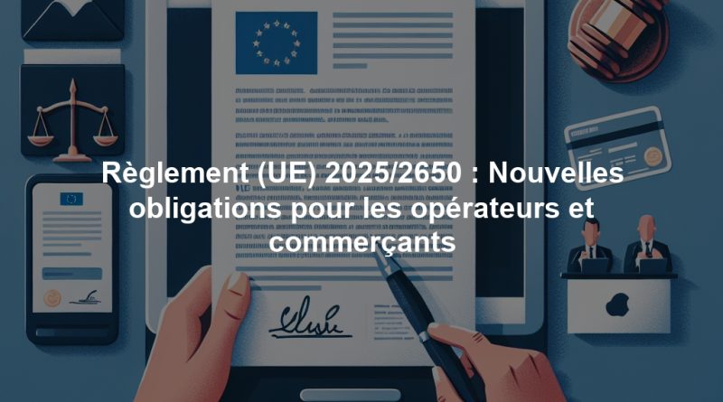 Règlement (UE) 2025/2650 : Nouvelles obligations pour les opérateurs et commerçants