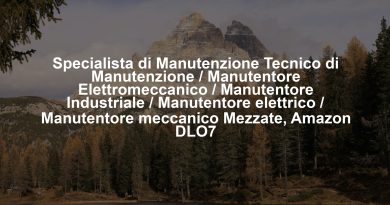 Specialista di Manutenzione Tecnico di Manutenzione / Manutentore Elettromeccanico / Manutentore Industriale / Manutentore elettrico / Manutentore meccanico Mezzate, Amazon DLO7