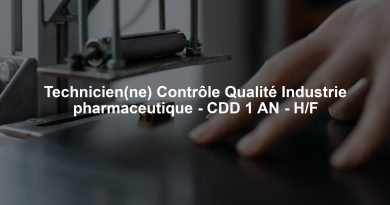 Technicien(ne) Contrôle Qualité Industrie pharmaceutique - CDD 1 AN - H/F
