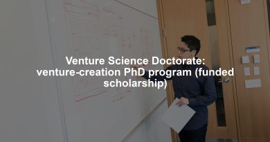 Venture Science Doctorate: venture-creation PhD program (funded scholarship)