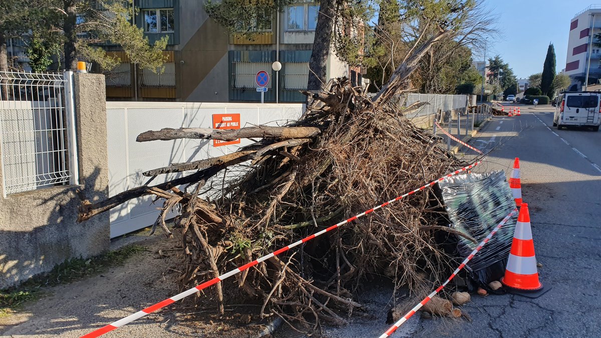 Agriculteurs en colère : des branchages et de la terre déposés devant le centre des impôts de Bagnols-sur-Cèze