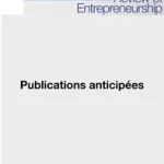 Revue de l'Entrepreneuriat 2026/0 : Publications anticipées et analyses clés
