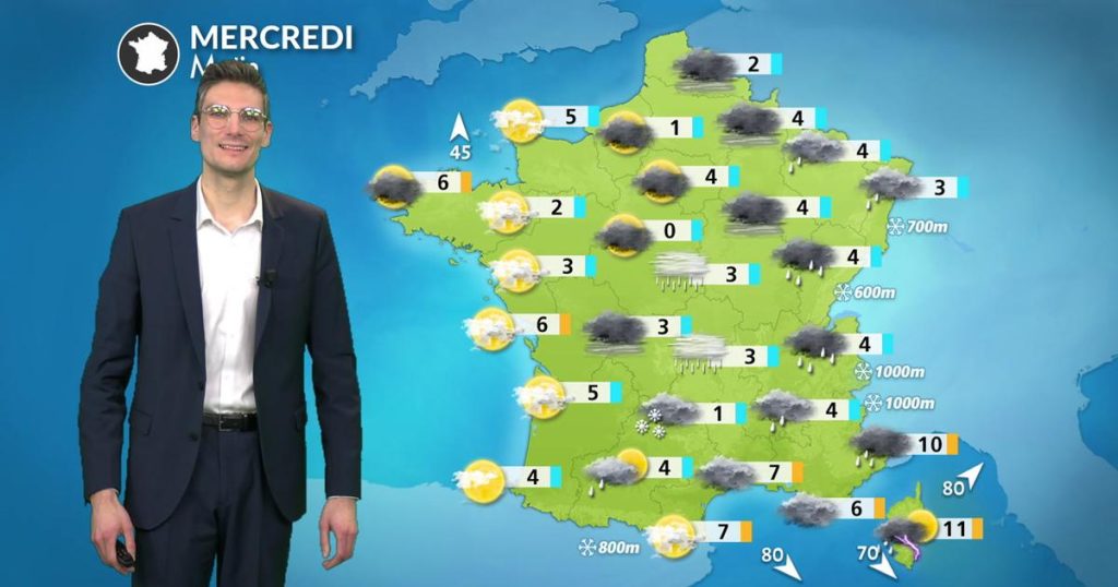 Météo du 28 janvier : temps perturbé dans le sud-est, éclaircies à l'ouest