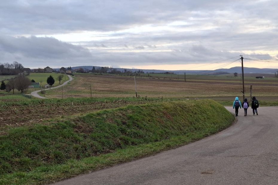 Sans bus scolaire, une quinzaine d'enfants marchent 2 kilomètres pour se rendre à l'école