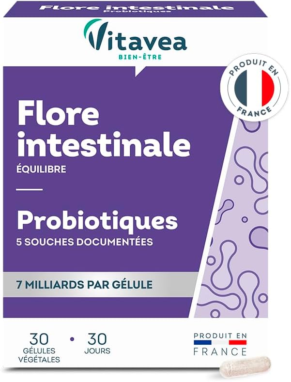 Vitavea – Probiotique Flore Intestinale, Equilibre du Microbiote, Digestion – Ferments Lactiques – Lactobacillus et Bifidobacterium – 30 gélules végétales – 1 mois – Fabriqué en France – Pourquoi ce produit mérite votre attention