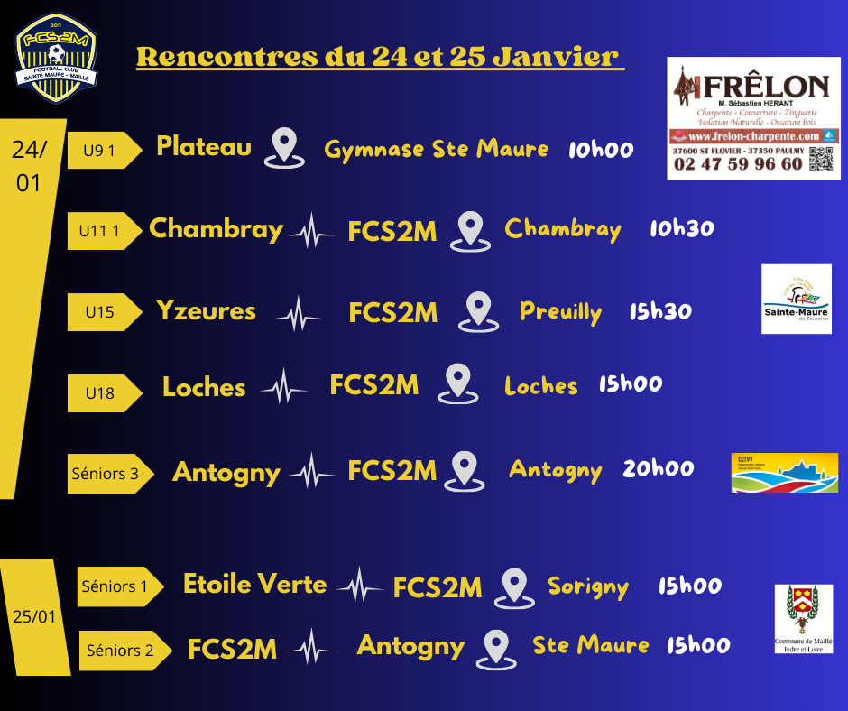 Planning des rencontres du week-end