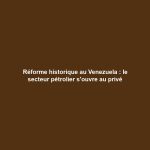 Réforme historique au Venezuela : le secteur pétrolier s'ouvre au privé