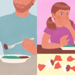 Juliet et son appétit de moineau : une assiette remplie de briques de jus de pomme et Schoko-Bons