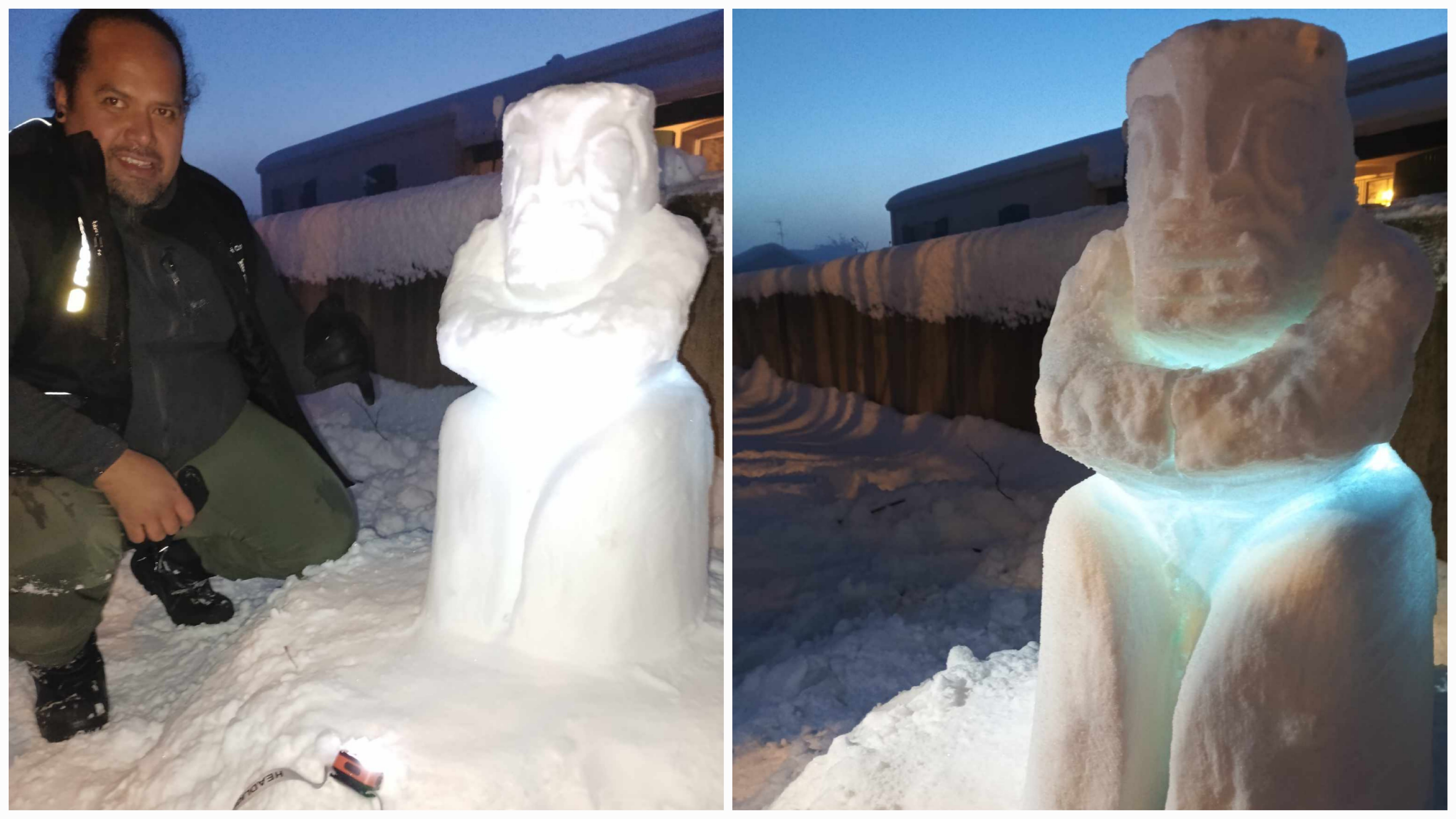 Un tiki en neige réalisé à La Rochelle attire l’attention des passants