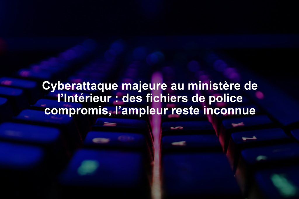 Cyberattaque majeure au ministère de l’Intérieur : des fichiers de police compromis, l’ampleur reste inconnue