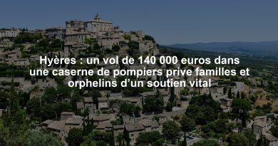 Hyères : un vol de 140 000 euros dans une caserne de pompiers prive familles et orphelins d’un soutien vital