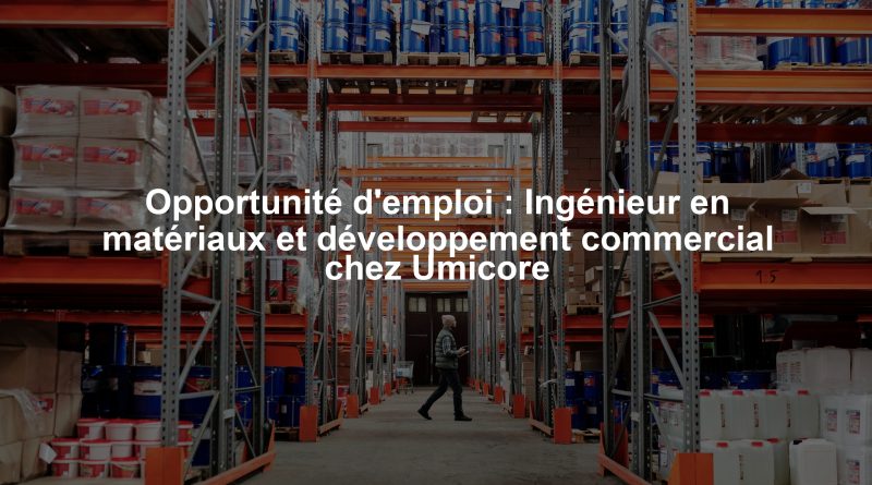 Opportunité d'emploi : Ingénieur en matériaux et développement commercial chez Umicore