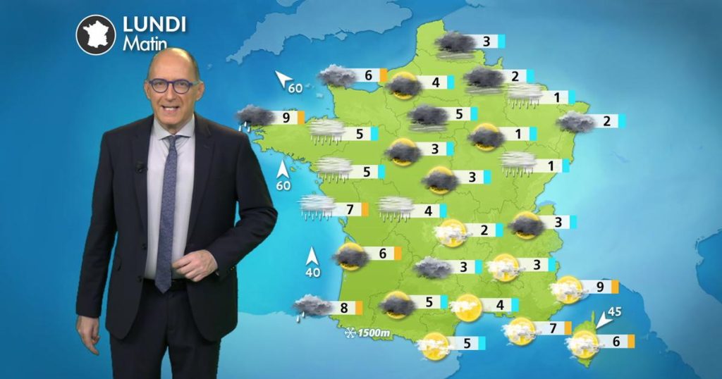 Météo du lundi 9 février : pluies attendues dans l'ouest, temps meilleur près de la Méditerranée