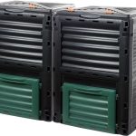 Lot de 2 composteurs en plastique solide avec couvercle à charnière – 2 x 300 litres (h x l x p) – Composteur thermique pour déchets de jardin et de cuisine – Fabriqué en UE