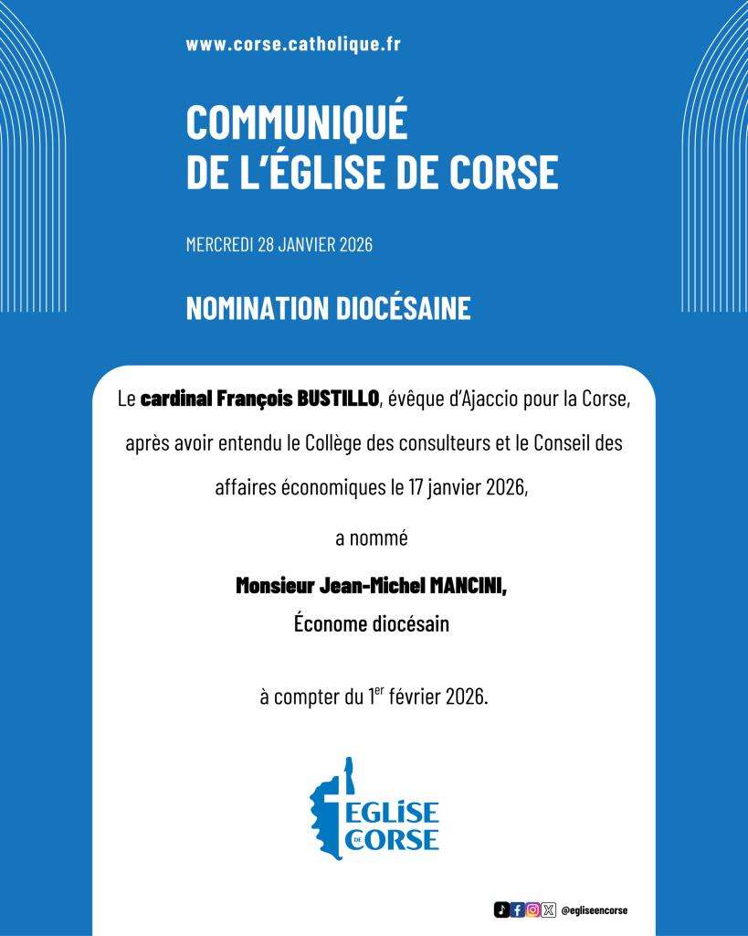 Nomination de l'économe diocésain au sein de l'Église catholique en Corse