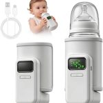 Chauffe-biberon portable pour bébé en déplacement, chargement USB, chauffe-biberon 6 niveaux 38-50 °C, avec écran LCD, chauffe-biberon en déplacement