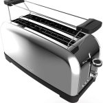 Cecotec Grille-pain vertical Toastin&rsquo; time 1500 Inox, 1500 W de puissance, Double fente longue et large de 3,8 cm, Varillas Supérieures, Acier Inoxydable, Arrêt et Popup Automatiques, Bac à miettes