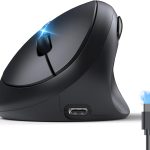 TECKNET Souris Ergonomique sans Fil Bluetooth avec Connectivité 3-Mode (BT5.0/3.0+2.4G), Souris sans Fil Rechargeable, 4800 DPI, Souris Silencieuse Verticale pour PC, iPad, Mac, Windows(Noir)