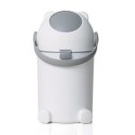 Poubelle à couches avec protection anti-odeurs, 12 l, utilisation à une main, sac universel, design d&rsquo;ours mignon N2, blanc et gris pour chambre de bébé