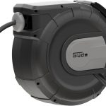 Güde 93921 Enrouleur de tuyau automatique 20-2-2 1/2&Prime; (tuyau tissé, pistolet à eau, 2 raccords à dégagement rapide)